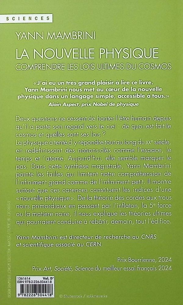 Quatrième de couverture de « La nouvelle physique : comprendre les lois ultimes du cosmos »