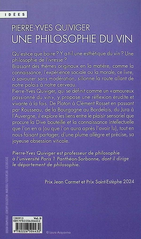 Quatrième de couverture de « Une philosophie du vin : millésime 2025 »