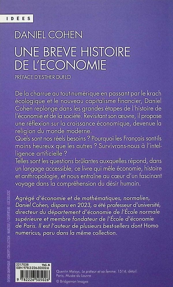 Quatrième de couverture de « Une brève histoire de l'économie »