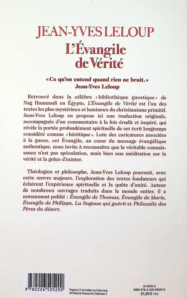 Quatrième de couverture de « L'Évangile de vérité : un apocryphe majeur de Nag Hammadi »