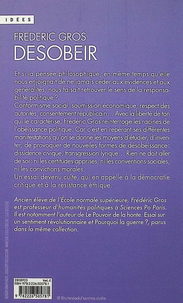 Quatrième de couverture de « Désobéir »