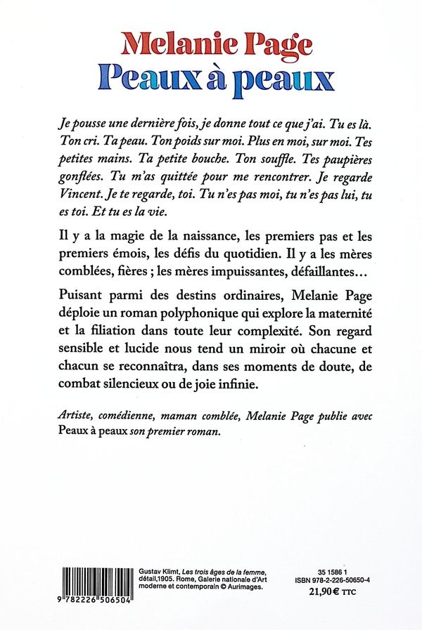 Quatrième de couverture de « Peaux à peaux : roman »