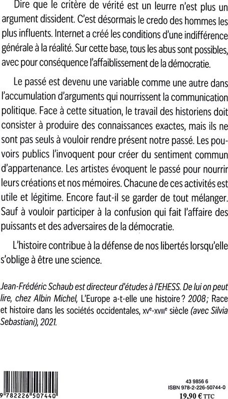 Quatrième de couverture de « Le passé ne s'invente pas »