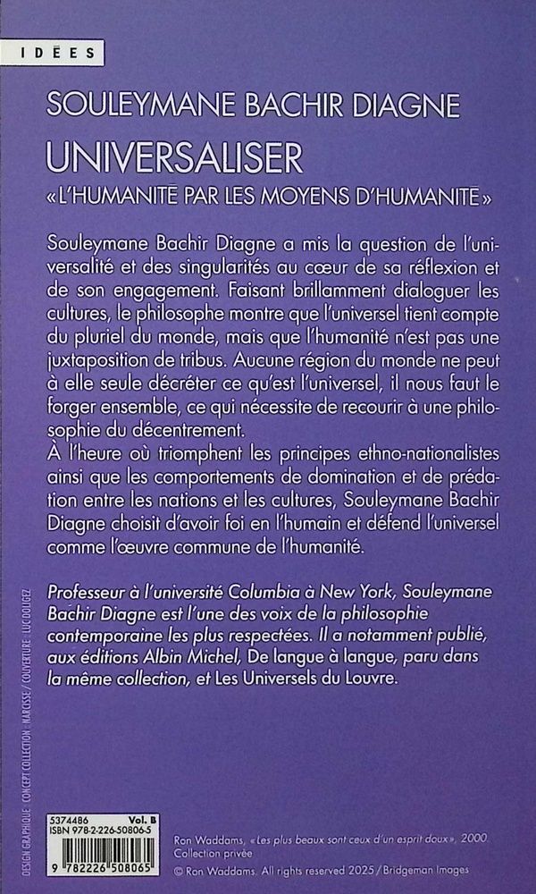 Quatrième de couverture de « Universaliser : l'humanité par les moyens d'humanité »