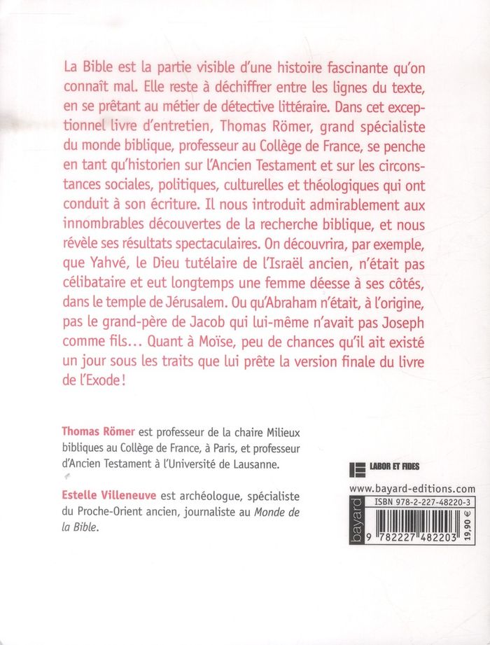 Quatrième de couverture de « La Bible, quelles histoires ! : entretien avec Estelle Villeneuve »