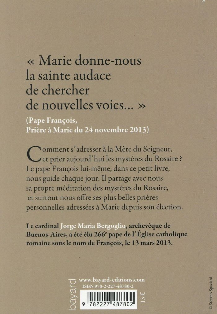 Quatrième de couverture de « PRIERES A MARIE - MEDITATIONS DES MYSTERES DU ROSAIRE »