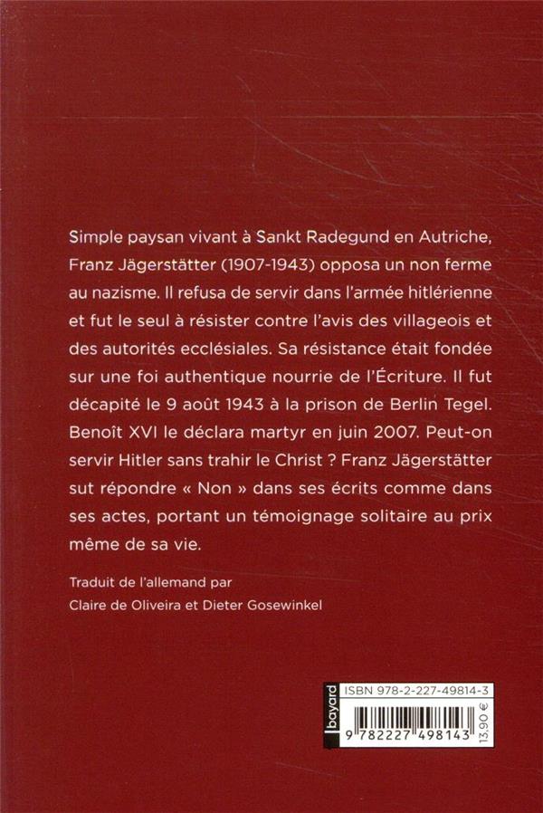 Quatrième de couverture de « ETRE CATHOLIQUE OU NAZI »