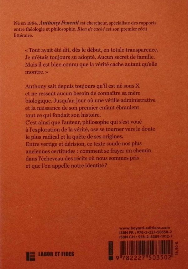 Quatrième de couverture de « Rien de caché »