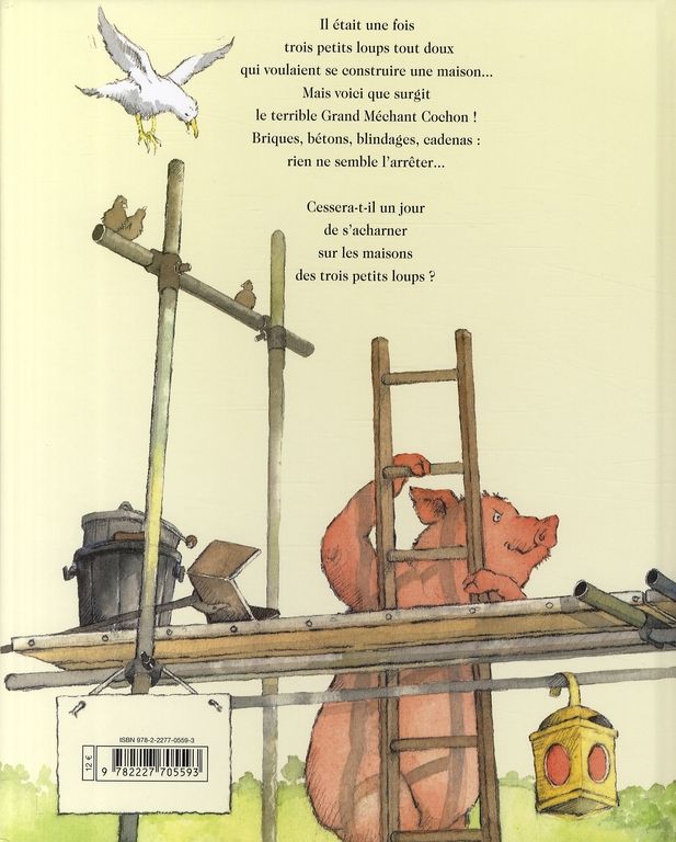Quatrième de couverture de « LES TROIS PETITS LOUPS ET LE GRAND MECHANT COCHON »