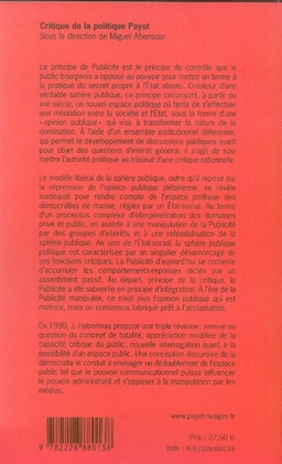 Quatrième de couverture de « L'ESPACE PUBLIC »