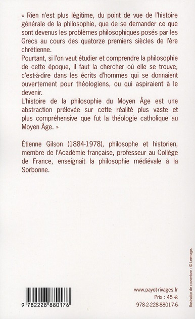 Quatrième de couverture de « LA PHILOSOPHIE AU MOYEN AGE »