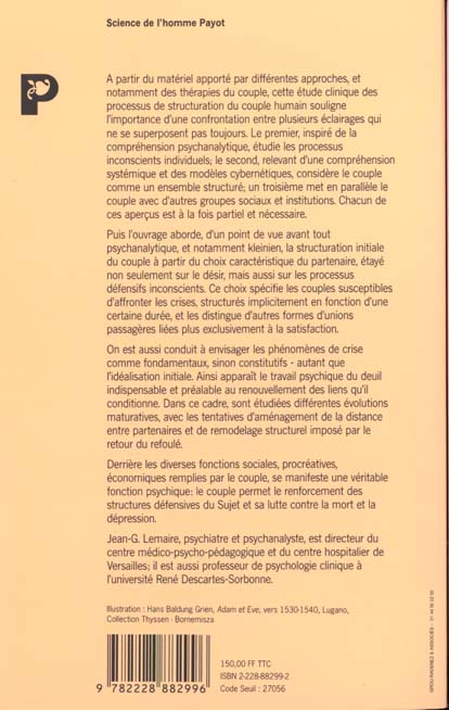 Quatrième de couverture de « LE COUPLE, SA VIE, SA MORT »