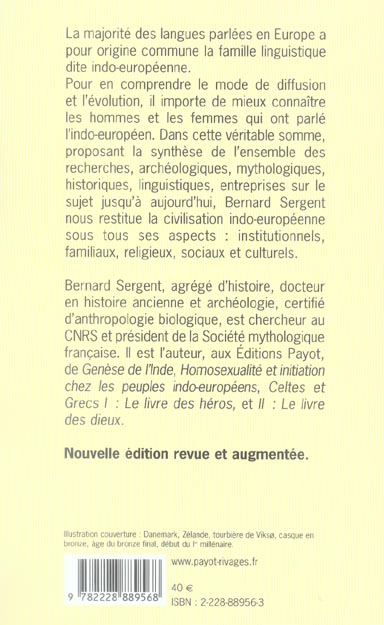 Quatrième de couverture de « LES INDO-EUROPEENS »