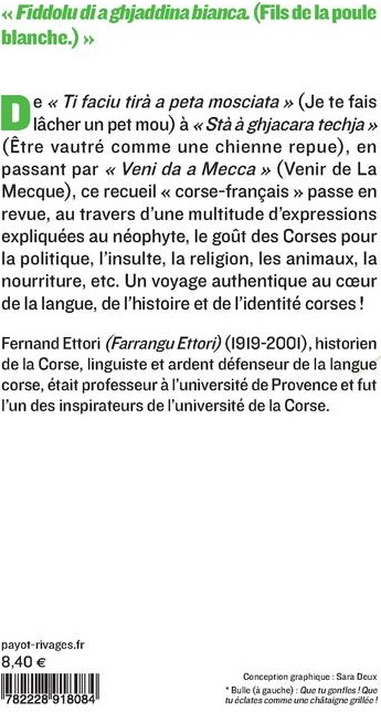 Quatrième de couverture de « ANTHOLOGIE DES EXPRESSIONS CORSES »