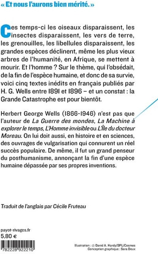 Quatrième de couverture de « L'extinction de l'espèce humaine »