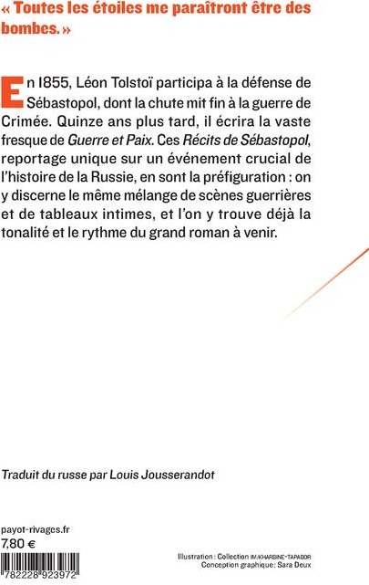 Quatrième de couverture de « LES RECITS DE SEBASTOPOL »