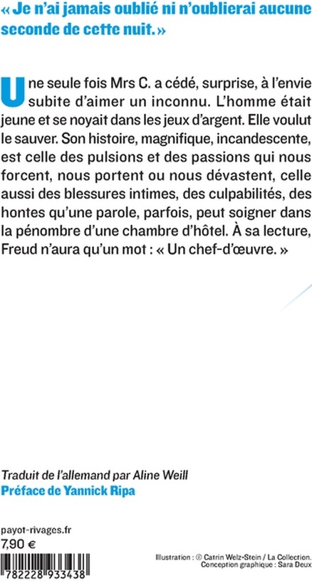 Quatrième de couverture de « VINGT-QUATRE HEURES DE LA VIE D'UNE FEMME »