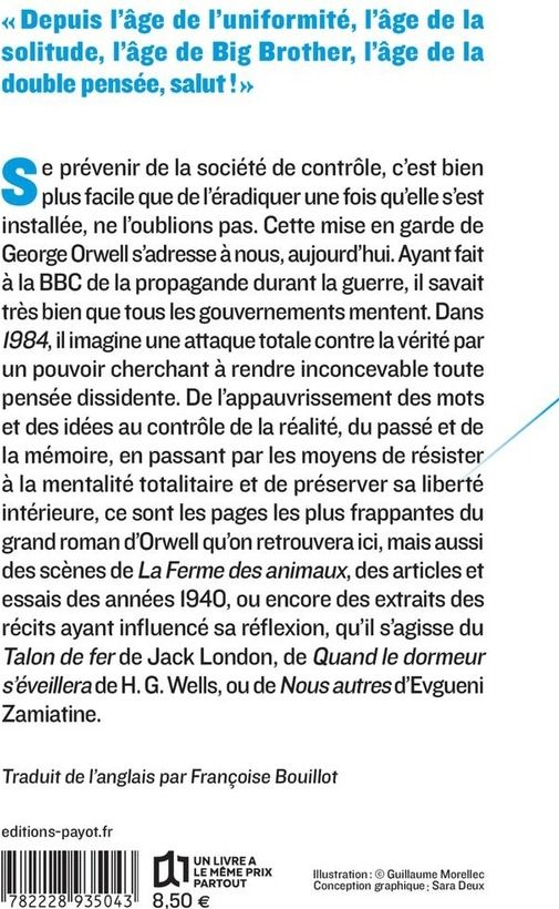 Quatrième de couverture de « Big Brother : manipulation, propagande, surveillance »