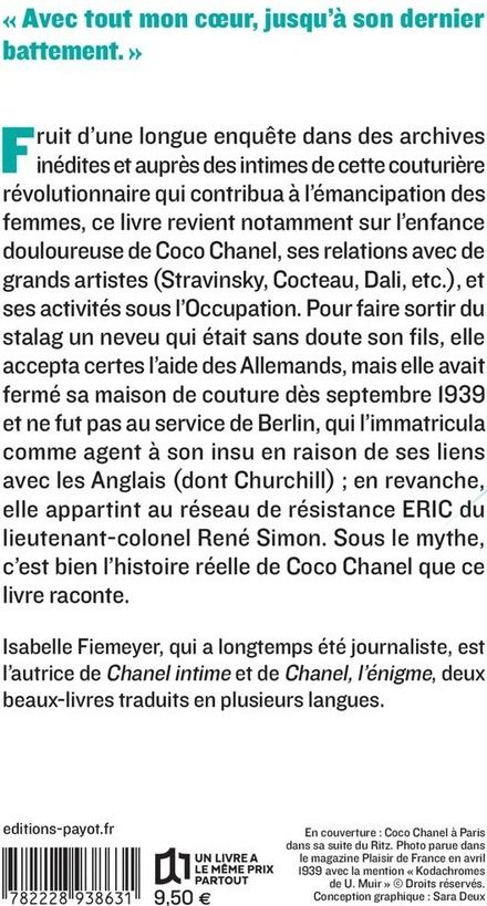 Quatrième de couverture de « Coco Chanel : un parfum de mystère »