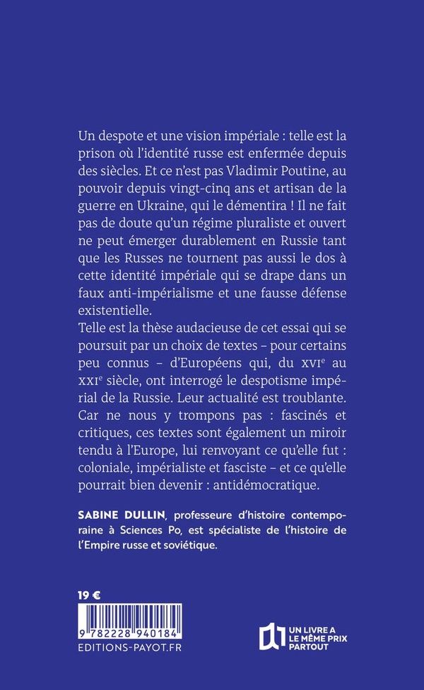 Quatrième de couverture de « Réflexions sur le despotisme impérial de la Russie »