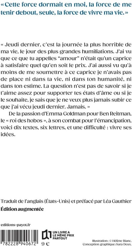 Quatrième de couverture de « Lettres à l'amant : et autres textes sur la difficulté d'aimer, de faire l'amour, et d'être libre »