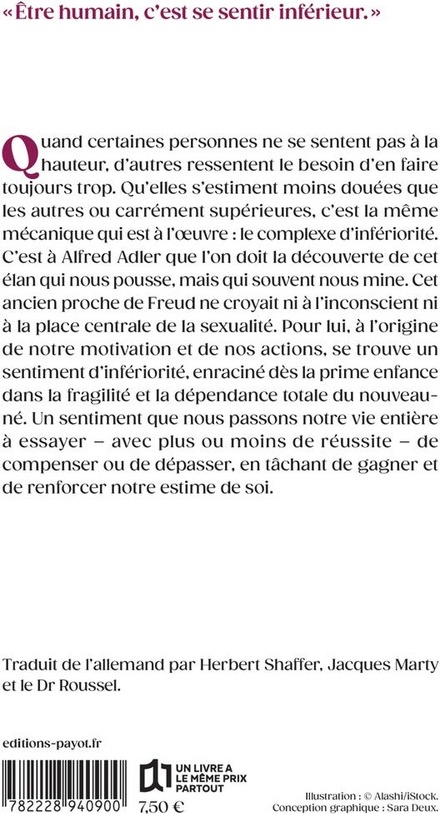 Quatrième de couverture de « Le complexe d'infériorité : au coeur de l'estime de soi »