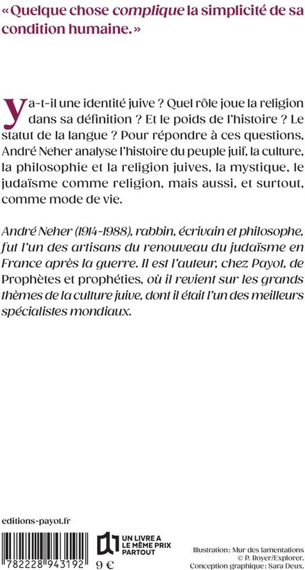 Quatrième de couverture de « L'IDENTITE JUIVE »