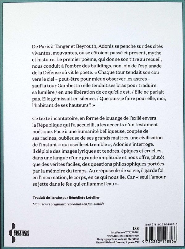Quatrième de couverture de « Tour Gambetta - Et autres poèmes »