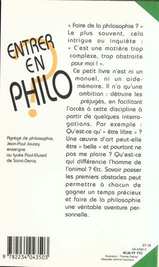 Quatrième de couverture de « ENTRER EN PHILO »