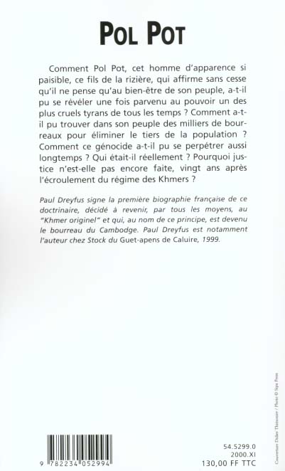 Quatrième de couverture de « POL POT - LE BOURREAU DU CAMBODGE »