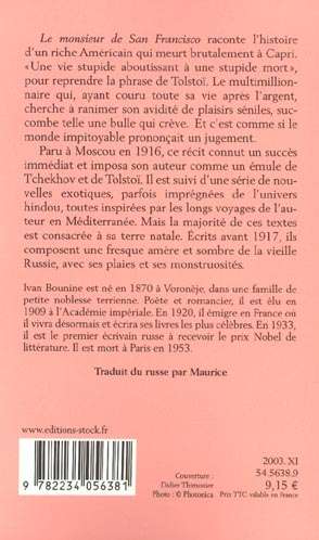 Quatrième de couverture de « LE MONSIEUR DE SAN FRANCISCO »