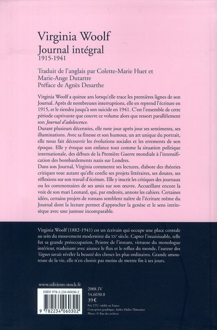 Quatrième de couverture de « Journal intégral : 1915-1941 »