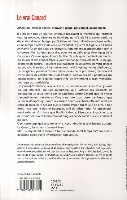 Quatrième de couverture de « LE VRAI CANARD »