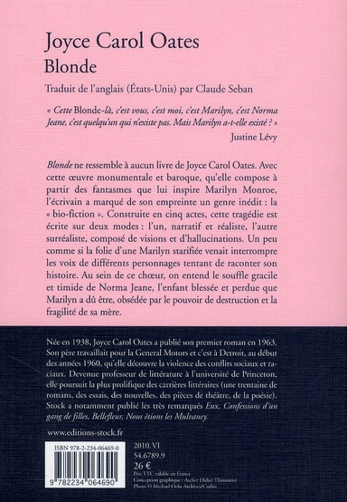Quatrième de couverture de « Blonde : roman »
