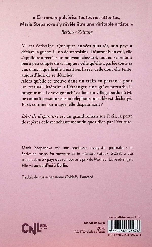 Quatrième de couverture de « L'art de disparaître »