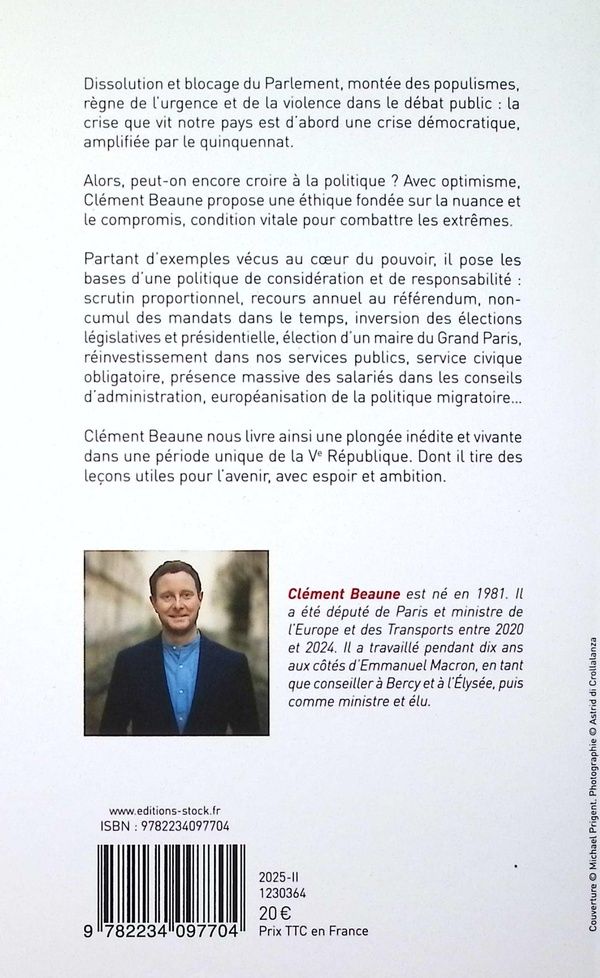 Quatrième de couverture de « Je dirai malgré tout que la politique est belle »
