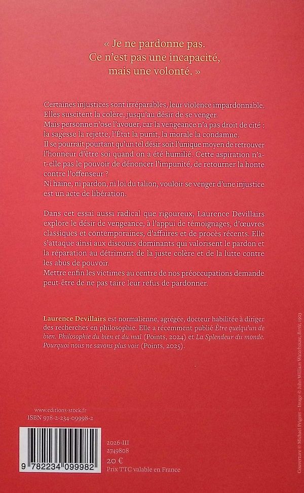 Quatrième de couverture de « VENGEANCE - LE DROIT DE NE PAS PARDONNER »