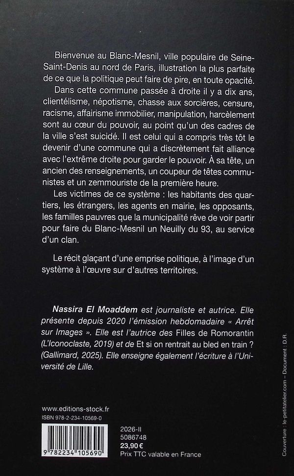 Quatrième de couverture de « Main basse sur la ville : Enquête au Blanc-Mesnil, territoire trahi de la République »
