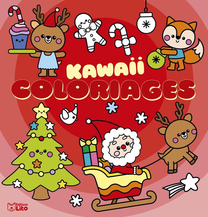 Couverture du livre « COLORIAGES KAWAII JOYEUX NOEL » de Xxx, librairie Les Contes Infusés à Corte