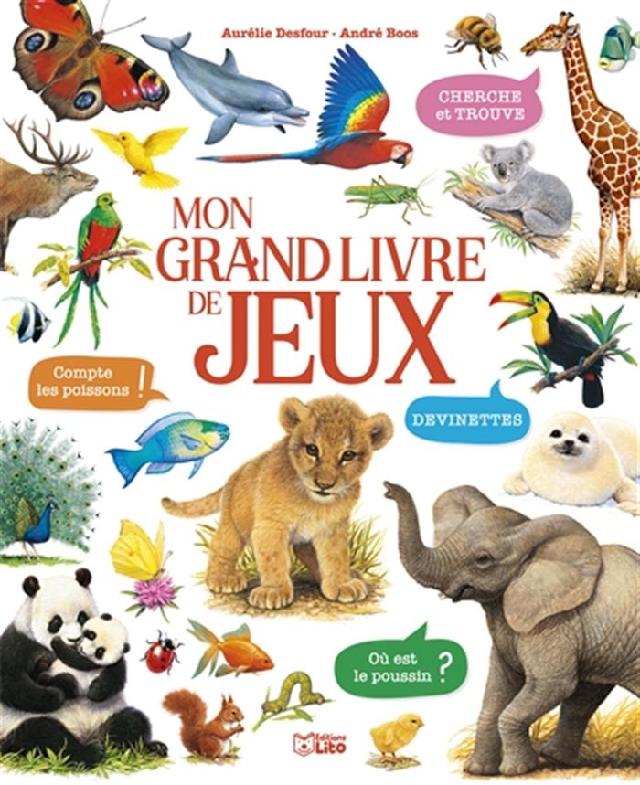 Couverture du livre « Mon grand livre de jeux : les animaux » de Aurélie Desfour, librairie Les Contes Infusés à Corte