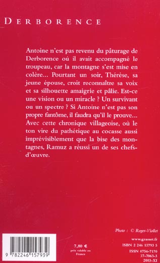 Quatrième de couverture de « DERBORENCE - (*) »