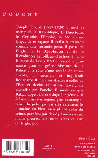 Quatrième de couverture de « FOUCHE - (*) »