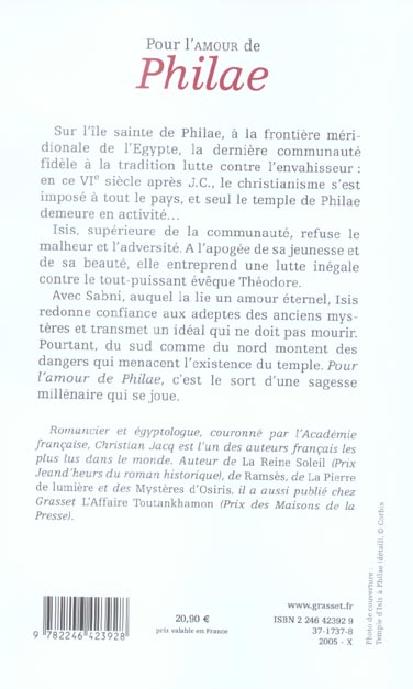 Quatrième de couverture de « Pour l'amour de Philae : roman »