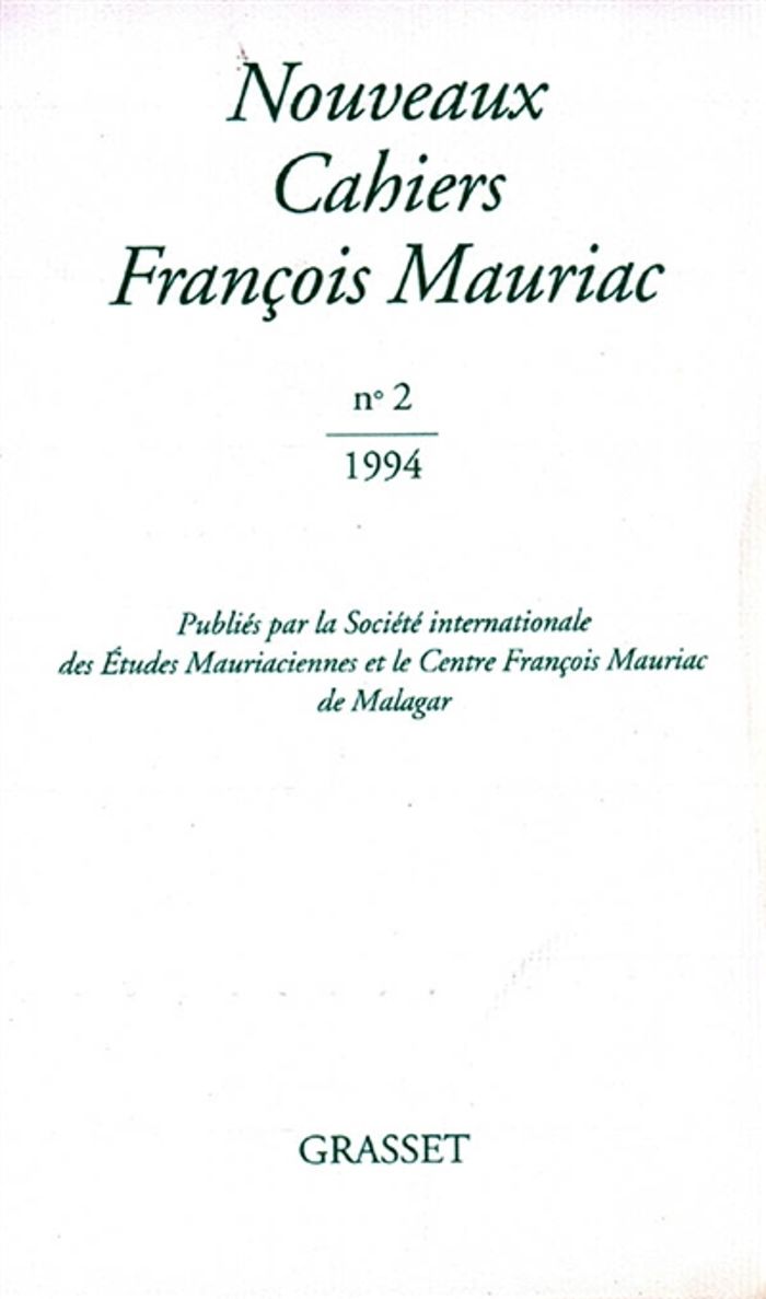 Couverture du livre « NOUVEAUX CAHIERS FRANCIS MAURIAC N 02 » de Francois Mauriac, librairie Les Contes Infusés à Corte