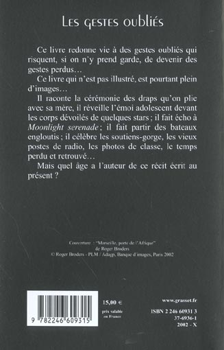 Quatrième de couverture de « LES GESTES OUBLIES »