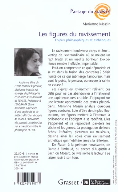 Quatrième de couverture de « LES FIGURES DU RAVISSEMENT »