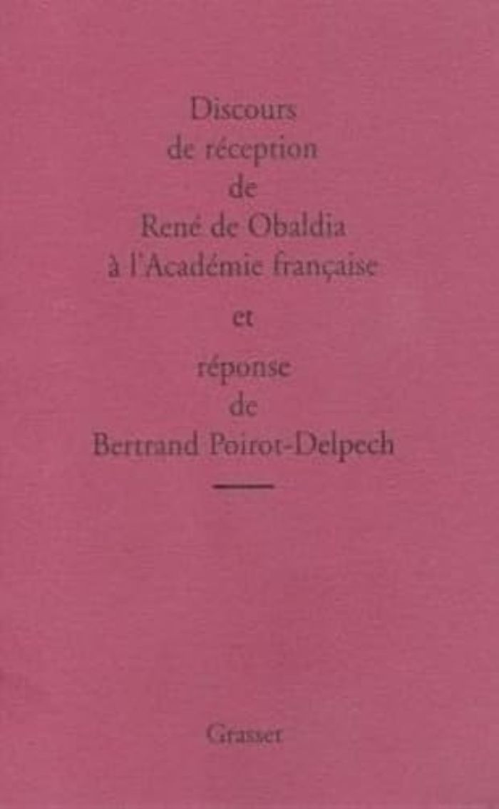 Couverture du livre « DISCOURS DE RECEPTION » de Rene Obaldia, librairie Les Contes Infusés à Corte