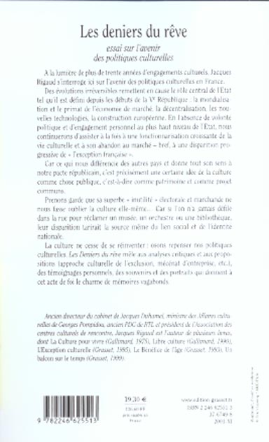 Quatrième de couverture de « LES DENIERS DU REVE »