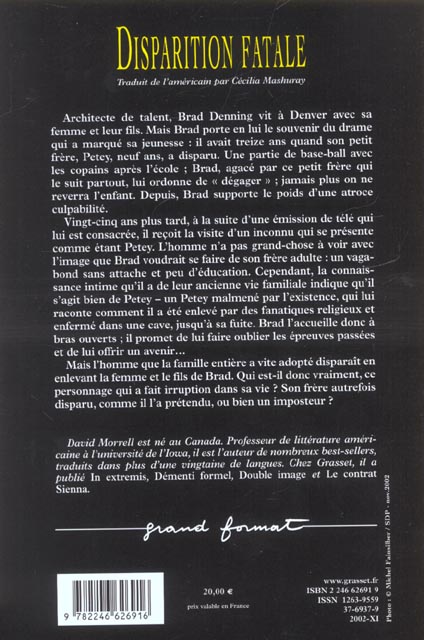 Quatrième de couverture de « DISPARITION FATALE »