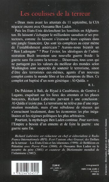 Quatrième de couverture de « LES COULISSES DE LA TERREUR »
